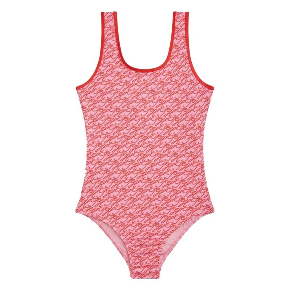 Tommy Hilfiger Girls Scoop Neck One Piece Bathing Suit / Rose Pink